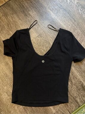 lululemon athletica Black Scoop Back Crop Top